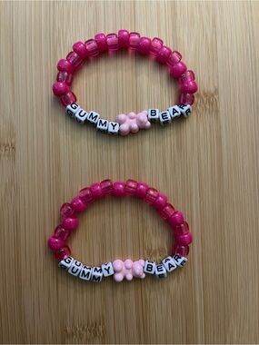 Pink Gummy Bear Pony Beaded Bracelet